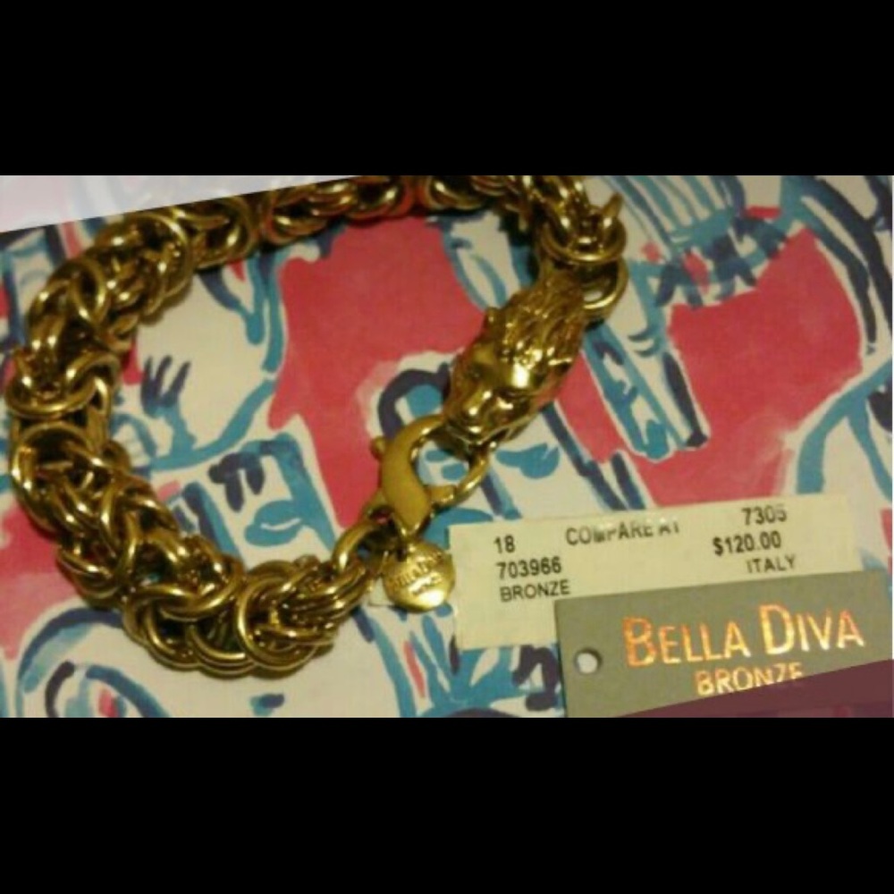 NWOT Bella Diva 18 k gold plate over bronze bracelet